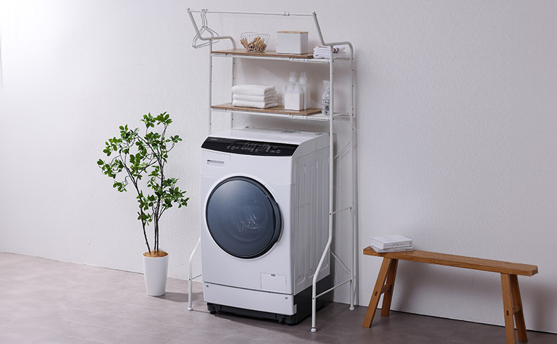 ランドリーラック 伸縮スタイルランドリーラック ハンガーバー付き HSLR-EX895 ホワイト アイリスオーヤマ 伸縮 洗濯機ラック 洗濯ラック 洗濯機 laundry ランドリー ランドリー収納 一人暮らし インテリア 