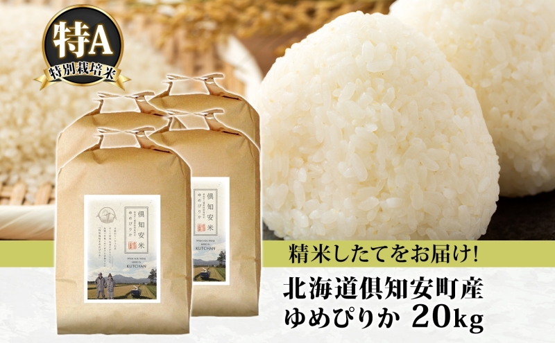 北海道 倶知安町産 ゆめぴりか 特別栽培米 精米 5kg×4袋 計20kg 米 特A 白米 お米 道産米 ブランド米 契約農家 ごはん 炊き立て ご飯 もちもち 国産 人気 お取り寄せ ギフト 贈り物 備蓄 保存 おまとめ買い ショクレン 送料無料 倶知安 