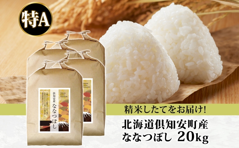 北海道 倶知安町産 ななつぼし 精米 5kg×4袋 計20kg 米 特A 白米 お米 道産米 ブランド米 契約農家 ごはん ご飯 あっさり ふわふわ 国産 人気 お取り寄せ ギフト 贈り物 備蓄 保存 おまとめ買い ショクレン 送料無料 倶知安 