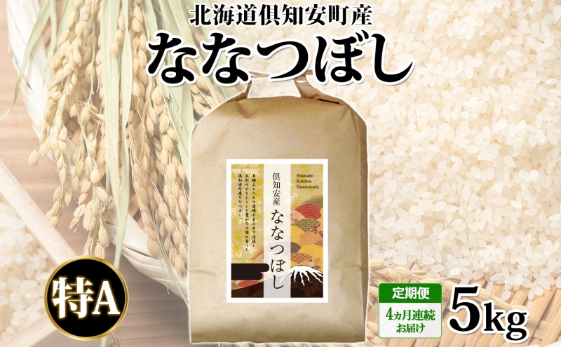 北海道 定期便 4ヵ月連続 全4回 倶知安町産 ななつぼし 精米 5kg 米 特A 白米 お米 道産米 ブランド米 契約農家 ごはん ご飯 あっさり ふわふわ 国産 人気 お取り寄せ ギフト 贈り物 備蓄 
