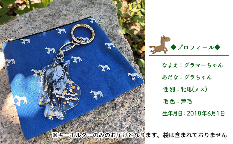 馬 たてがみ 尻尾 手作り レジン キーホルダー １個(グラマー) オリジナル 