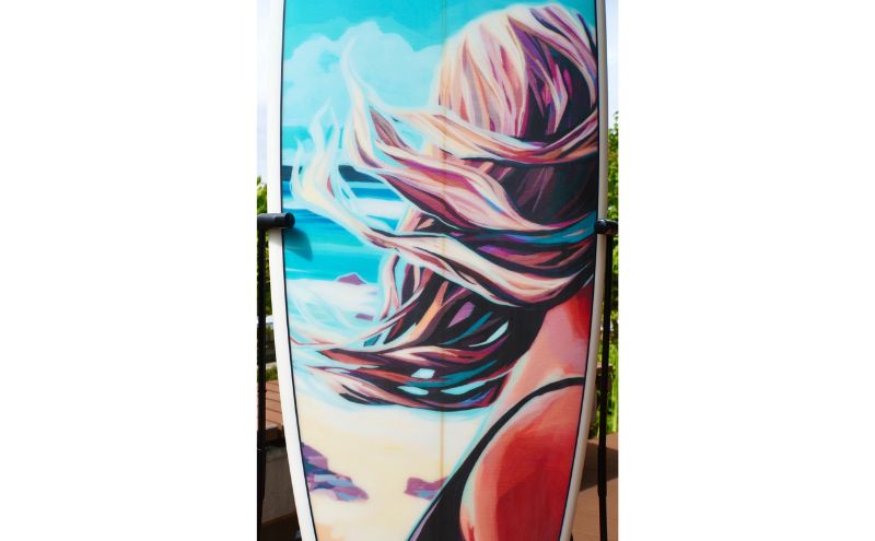 【完全オーダーメイド】サーフボード（ショート）　シェイパー藤沢譲二氏によるフルハンドメイド　デザインはハワイの人気アーティスト、クリスティ・シン氏の作品の中から選択　フリュードパワー・サーフクラフト 