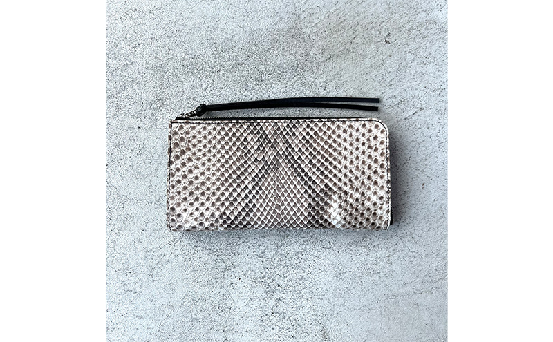 本革 L字ファスナー長財布 ダイヤモンドパイソンレザー ファッション小物 イタリアンレザー プレゼント ギフト 