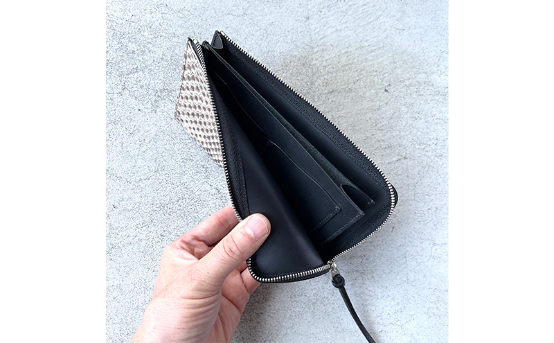 本革 L字ファスナー長財布 ダイヤモンドパイソンレザー ファッション小物 イタリアンレザー プレゼント ギフト 