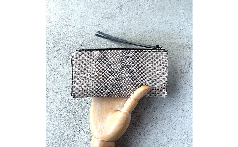 本革 L字ファスナー長財布 ダイヤモンドパイソンレザー ファッション小物 イタリアンレザー プレゼント ギフト 