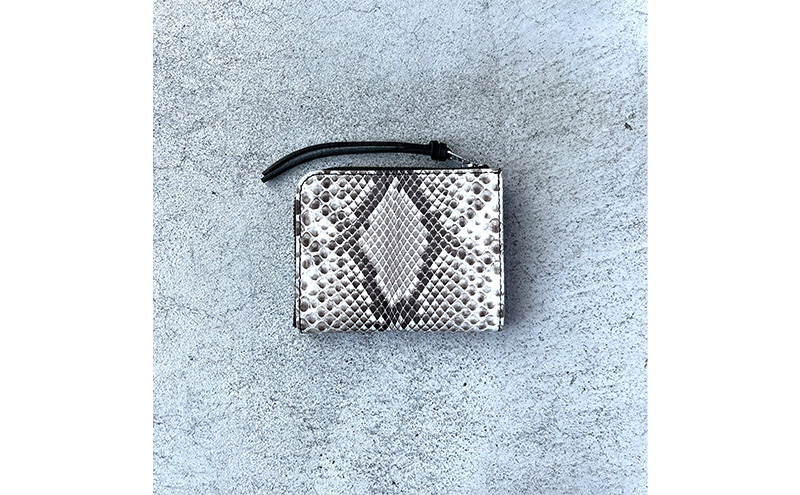 本革 L字ファスナーミニ財布 ダイヤモンドパイソンレザー ファッション小物 イタリアンレザー プレゼント ギフト 