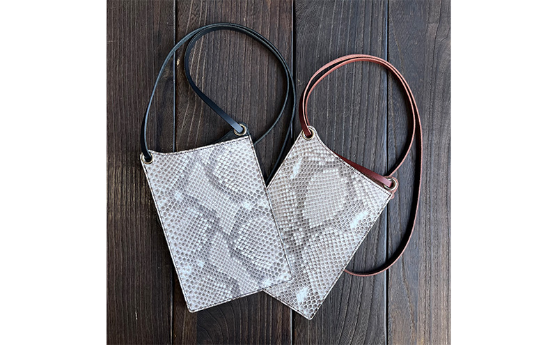 本革 スマホショルダー ダイヤモンドパイソンレザー ファッション小物 ファッション カバン バッグ スマホグッズ 栃木レザー プレゼント ギフト 