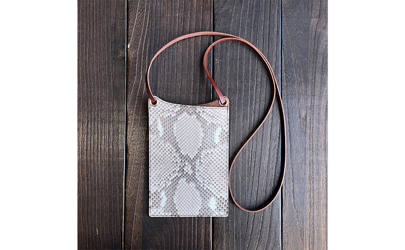 本革 スマホショルダー ダイヤモンドパイソンレザー ファッション小物 ファッション カバン バッグ スマホグッズ 栃木レザー プレゼント ギフト 