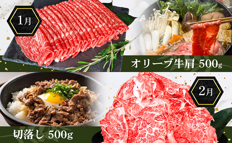 香川県産黒毛和牛オリーブ牛【6ヶ月お届け】小家族用 焼肉 バーベキュー 牛肉 お肉 