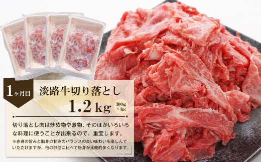 【3ヶ月コース】「淡路牛」肉の定期便　[ハンバーグ 切り落とし すき焼き]