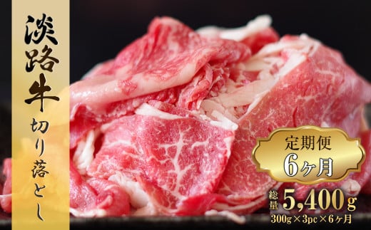【定期便6ヶ月】淡路牛 切り落し 900g (300g×3パック）　[小分け 冷凍 牛肉 人気]