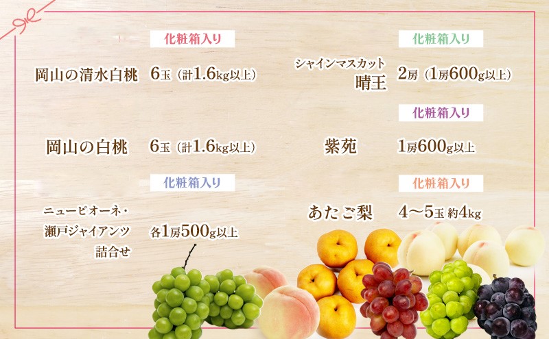 桃 ぶどう 梨 定期便 2026年 先行予約 フルーツ王国 岡山を堪能 6回コース 夏・秋・冬物語 白桃 フルーツ 果物 岡山 