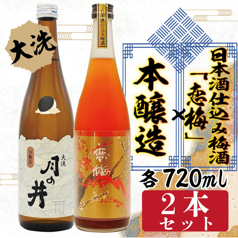 【茨城県大洗町】本醸造 720ml 日本酒 仕込み 梅酒 恋梅 720ml 2本 セット 月の井 大洗 地酒 国産梅 日本酒 茨城