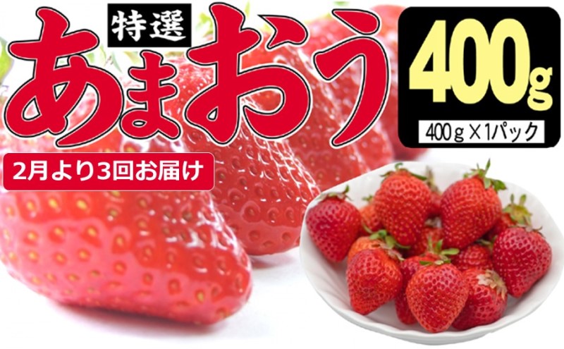【福岡県朝倉市】定期便 3ヶ月 いちご あまおう 400g 特選 あまおう 2026年2月より発送 イチゴ 苺 フルーツ 果物 デザート 3回 お楽しみ ※配送不可:離島