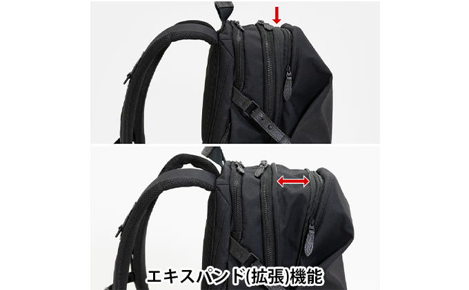 yezoLABO Momonga ユーティリティバックパック M No.8800377 ファッション小物 リュック 黒 通勤 通学 社会人 学生 出張 PCが入る ファイル収納 エキスパンド機能 日本製 国産 北海道 赤平市