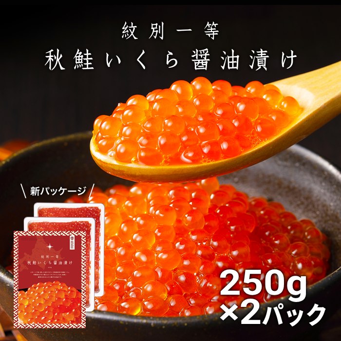 【北海道紋別市】40-152 紋別一等〜いくら醤油漬け500g(250g×2パック)