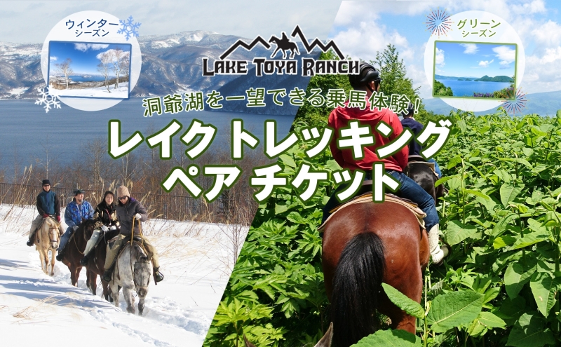  北海道 乗馬体験 40分コース ペア券 ホース トレッキング 絶景 自然 貴重 体験 経験 景色 ふれあい 血統馬 初心者 本格的 のんびり お子様 大人 楽しい レイクトーヤランチ 洞爺湖 体験チケット 