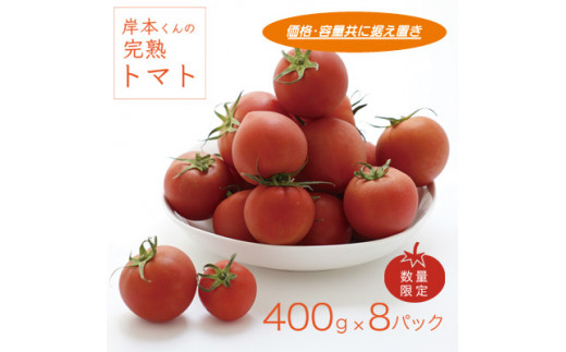 【愛媛県愛南町】岸本くんの完熟トマト 約3.2kg ( 400g×8パック )  野菜 産地 直送 人気 国産 愛媛県 愛南町 発送期間:2026年2月1日〜6月20日