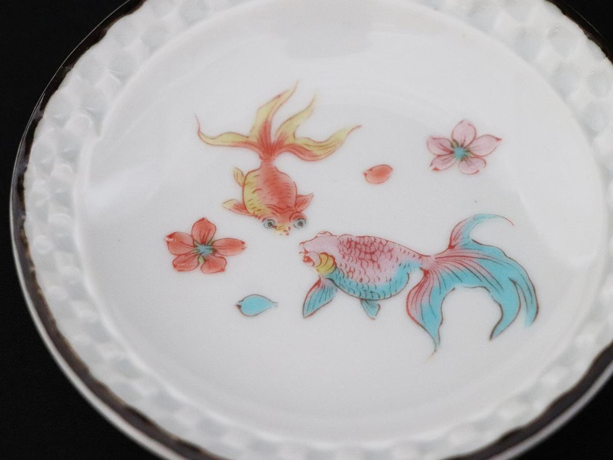 九谷焼　3.2号皿揃　金魚 （５枚セット）a01 食器 キッチン雑貨 キッチンアイテム 雑貨 小物 お皿 丸皿 食卓 テーブルコーディネート 贈り物 普段使い 