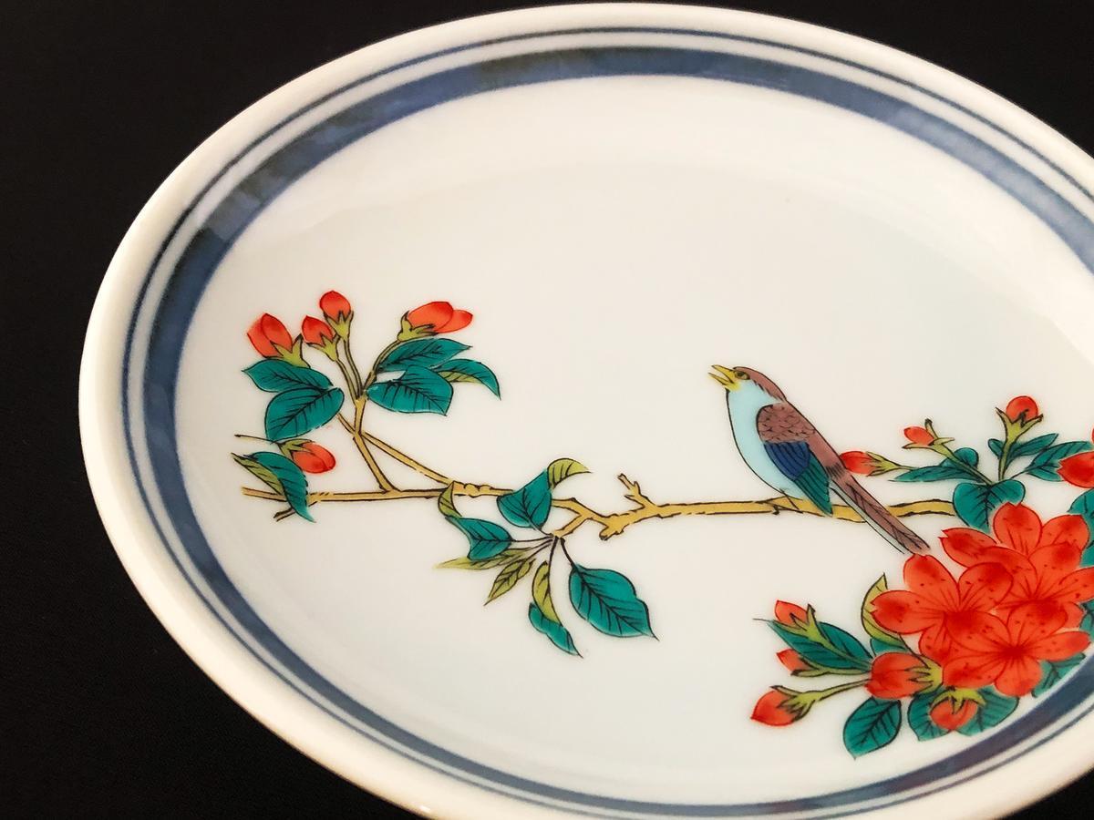 九谷焼　4.5号皿揃　花鳥絵変り（5枚セット）a01 食器 キッチン雑貨 キッチンアイテム 雑貨 小物 お皿 丸皿 食卓 テーブルコーディネート 