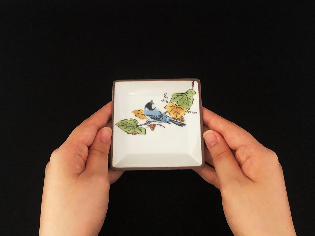 九谷焼　3号皿揃　ぶどうに鳥 （5枚セット）a01 食器 キッチン雑貨 キッチンアイテム 雑貨 小物 お皿 角皿 食卓 テーブルコーディネート 