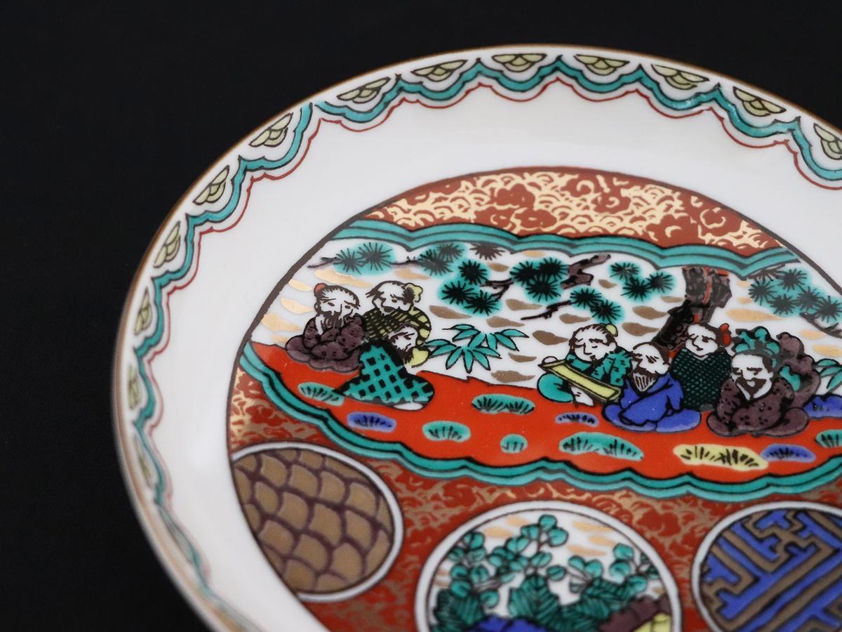 九谷焼　4.2号皿揃　時代絵 （5枚セット）a01 工芸品 