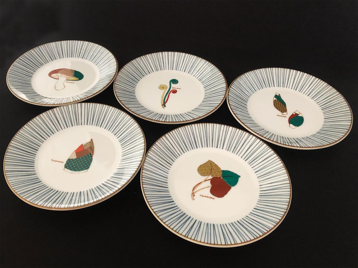 九谷焼　5.2号皿揃　山の幸 （5枚セット）a01 食器 キッチン雑貨 キッチンアイテム 雑貨 小物 お皿 丸皿 食卓 テーブルコーディネート 