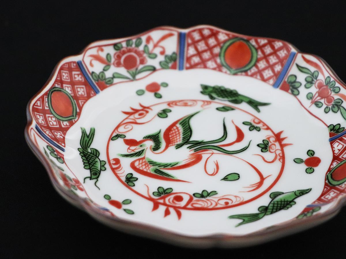 九谷焼　4.2号皿揃　赤絵鳳凰 （5枚セット）a01 食器 キッチン雑貨 キッチンアイテム 雑貨 小物 お皿 丸皿 食卓 テーブルコーディネート 華やか 