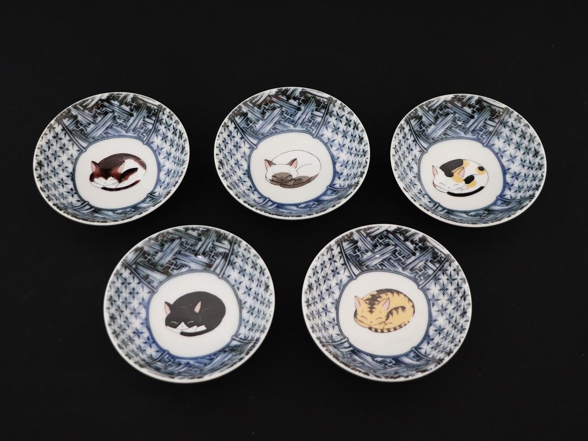 九谷焼 3号小鉢揃 眠り猫 （5枚セット）a01 食器 キッチン雑貨