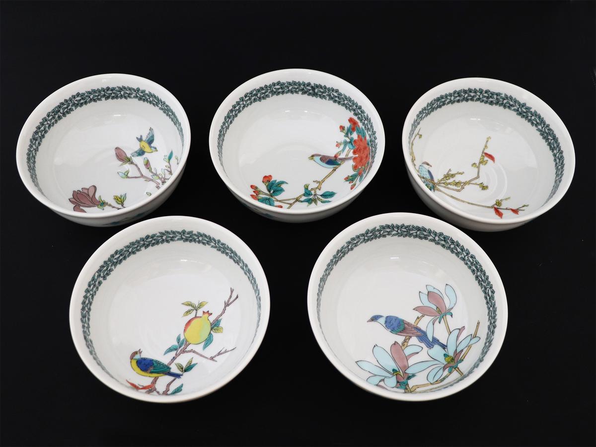 九谷焼　4.2号小鉢揃　花鳥絵変り （5枚セット）a01 食器 キッチン雑貨 キッチンアイテム 雑貨 小物 お皿 食卓 テーブルコーディネート 