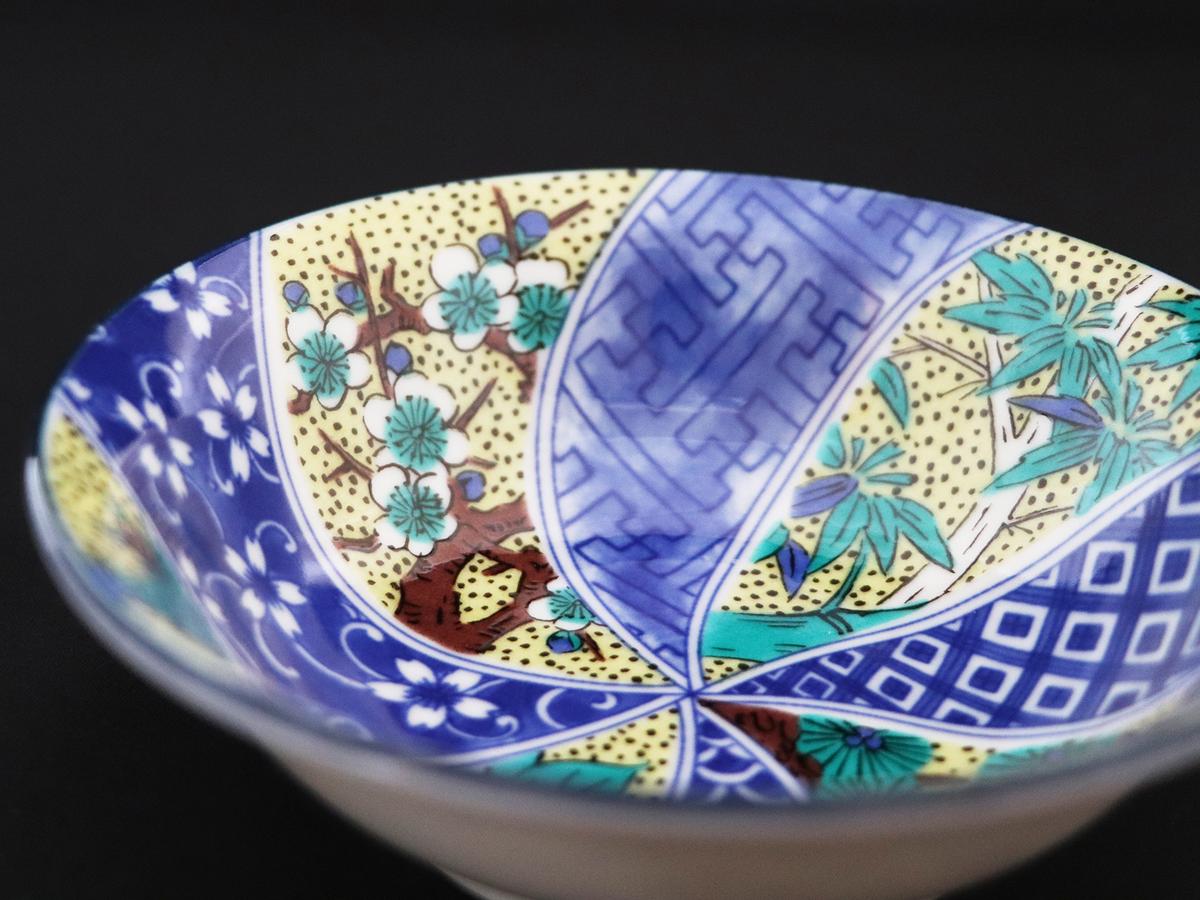 九谷焼　4.8号小鉢揃　吉田屋松竹梅 （5枚セット）a01 食器 キッチン雑貨 キッチンアイテム 雑貨 小物 お皿 小皿 食卓 テーブルコーディネート 