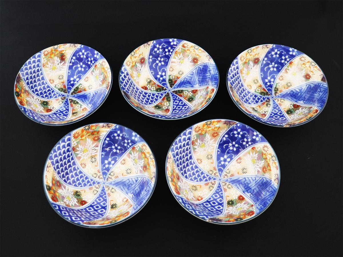 九谷焼　 4.8号小鉢揃　金花詰　a01 食器 キッチン雑貨 キッチンアイテム 雑貨 小物 お皿 小皿 食卓 テーブルコーディネート 