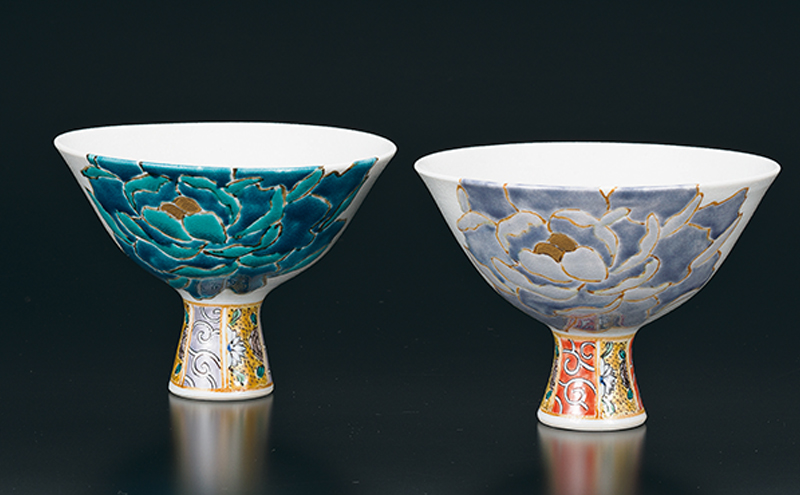 組高台鉢　牡丹図　佐藤剛志 民芸品 工芸品 雑貨 食器 キッチン雑貨 キッチン用品 高台鉢セット 