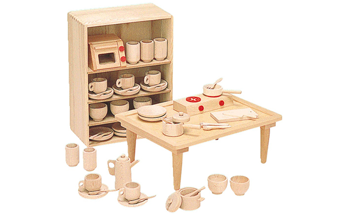 静岡県浜松市のふるさと納税 木製知育玩具　抗菌ままごとあそびテーブルセット 8011-5 おもちゃ 雑貨 工芸品
