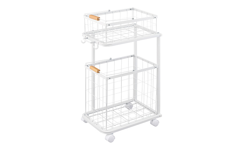 ランドリーラック バスケット ランドリーバスケットワゴン 2段 LBW-452 ホワイト 台車 ワゴン キャスター付き 41.5L 北欧 おしゃれ 洗濯 洗面所 脱衣所 収納 ラック アイリスオーヤマ インテリア 