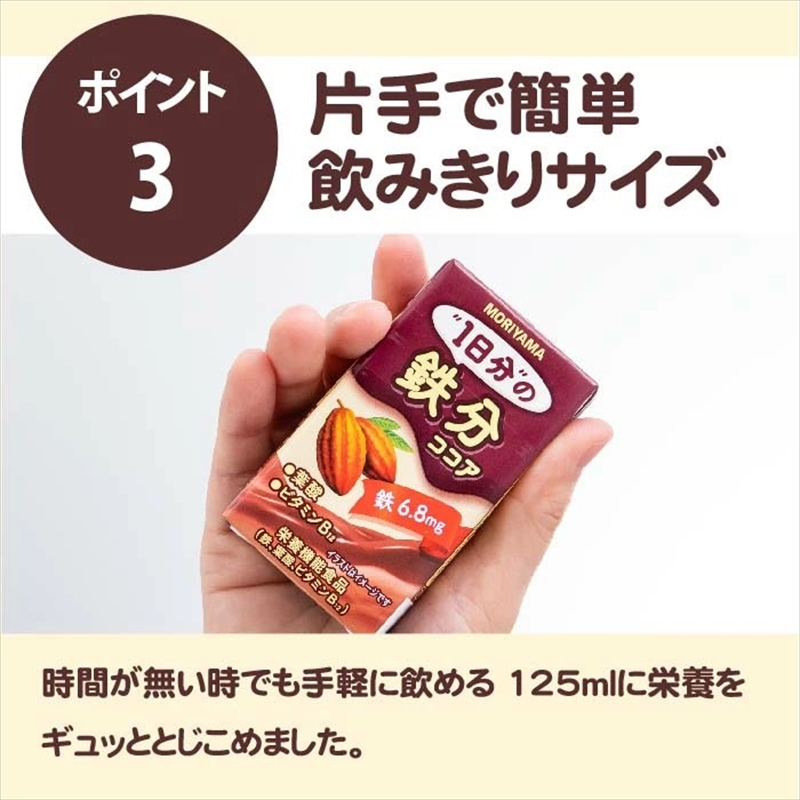 守山乳業 MORIYAMA 1日分の鉄分ココア 125ml×24