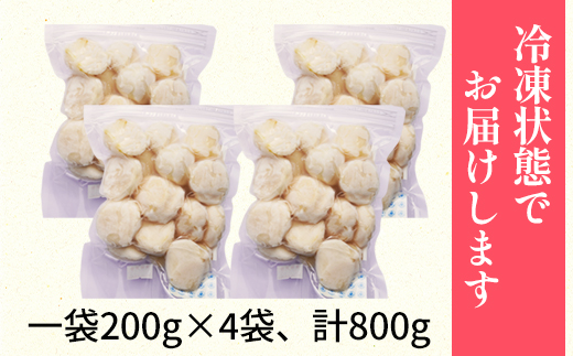 北海道噴火湾湾口産 ほたて お刺身用 ほたて貝柱 800g (200g×4袋) 2年貝