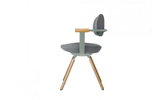 イトーキ バーテブラ03 （vertebra03）ワークチェア【 お客様組立品 ( かんたん組立 ) /   4本脚 回転 木タイプ/オークライト CD張地：C5/グレーC 本体：L4/ペールオリーブ / 柴田文江氏デザイン / 日本製 】  オフィスチェア デスクチェア ダイニングチェア KG-877CD-L4C5CF (KG-877CD-L4C5C)【EI094W】