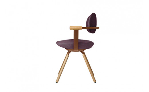 イトーキ バーテブラ03 （vertebra03）ワークチェア【 お客様組立品 ( かんたん組立 ) /   4本脚 回転 木タイプ/オークライト CD張地：X7/プラムパープル 本体：F2/チェスナットブラウン / 柴田文江氏デザイン / 日本製 】  オフィスチェア デスクチェア ダイニングチェア KG-877CD-F2X7CF (KG-877CD-F2X7C)【EI106W】