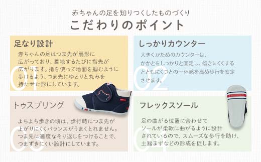 FKK22-072_ミキハウス ファーストベビーシューズ（紺）13.5cm