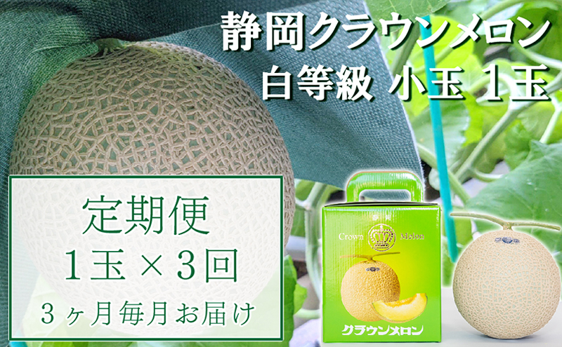 【3か月定期便】クラウンメロン【並(白等級)】小玉(1.1kg前後)1玉入り 果物 メロン青肉 フルーツ デザート 高級メロンブランド 高級メロン ブランドメロン
