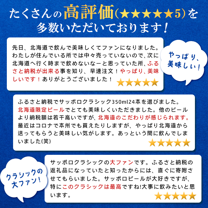 北海道恵庭市のふるさと納税 サッポロクラシック　48本（350ml×24本×2箱）【30006101】