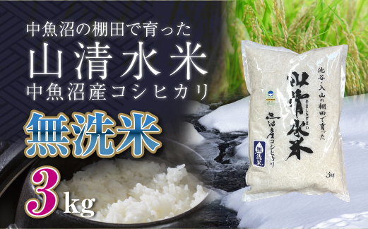 新潟県魚沼産コシヒカリ「山清水米」無洗米3kg 