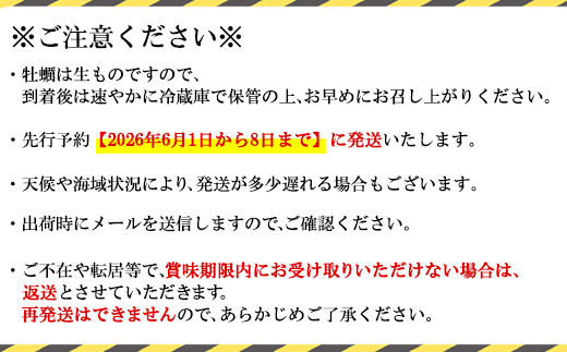 【先行予約】 2026年6月上旬発送 北海道産 生牡蠣 殻付き 1kg (15～18個) 生食 シングルシード　牡蠣 かき カキ