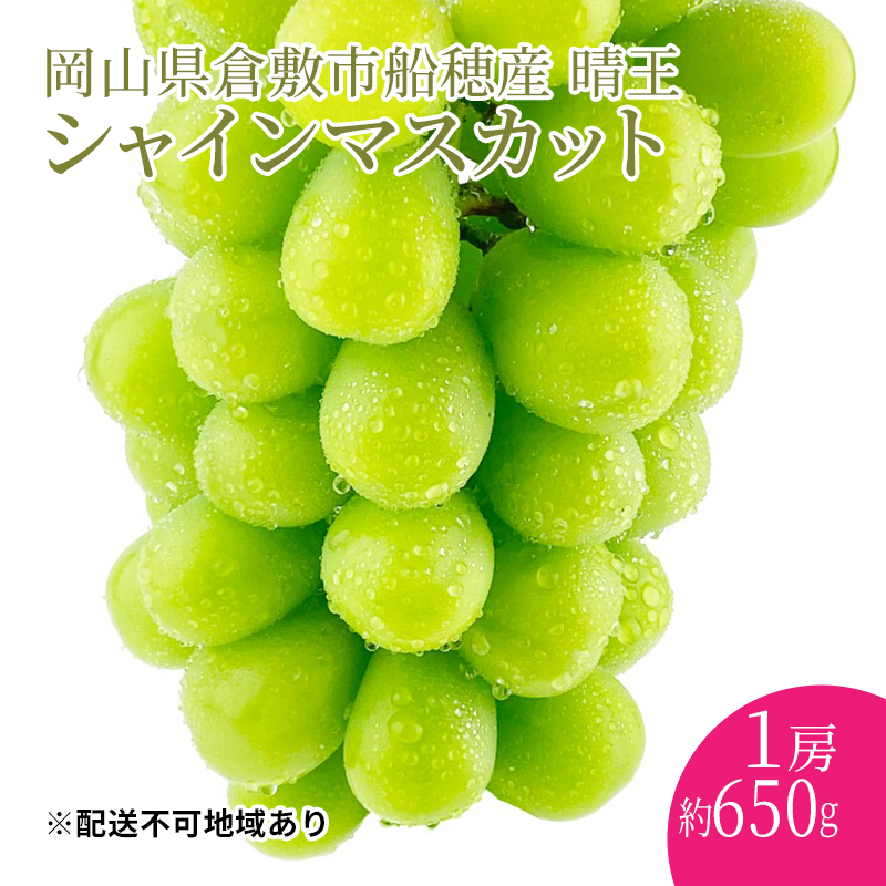 ぶどう 2025年度分 先行予約 【プレミアムシャインマスカット 晴王 1房 約650g】船穂産　赤秀品以上  岡山県産 葡萄 ブドウ ギフト ハレノフルーツ 皮ごと食べる みずみずしい 