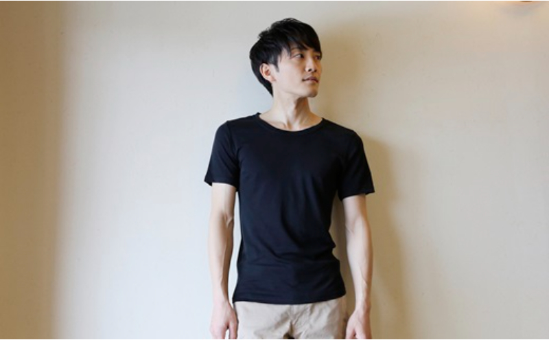 [絹生活研究所]インナー/メンズ/半袖/黒(2サイズ) インナーウェア 下着 肌着 Tシャツ ファッション 服 男性