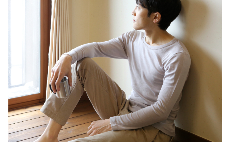 [絹生活研究所]インナー/メンズ/長袖/グレー インナーウェア 下着 肌着 ファッション 服 男性