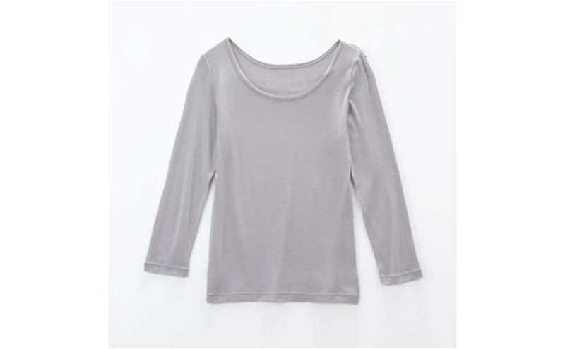 《絹生活研究所》インナー／レディース／8分袖／グレー インナーウェア 下着 肌着 ファッション 服 女性 