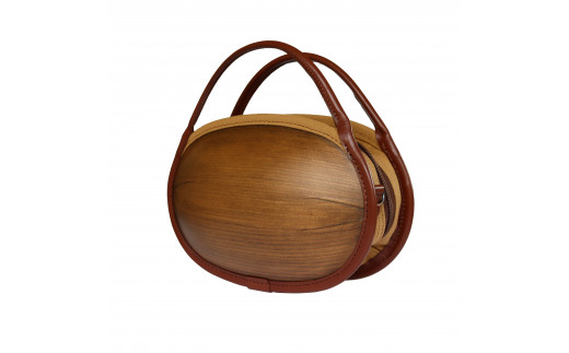 monacca-bag/ishikoroブラウン 木製バッグ