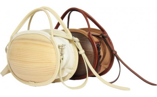 monacca-bag/ishikoroブラウン 木製バッグ